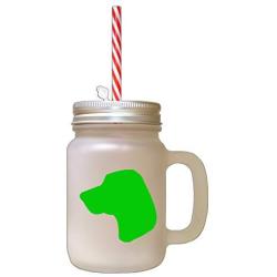 Green Porcelaine Silhouette Frosted Glass Mason Jar With Straw