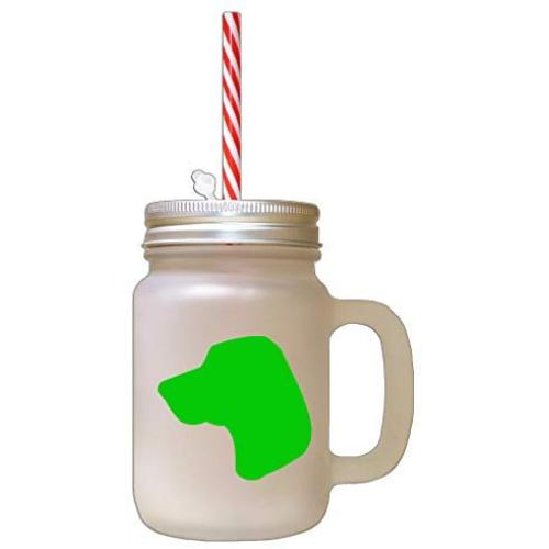 Green Porcelaine Silhouette Frosted Glass Mason Jar With Straw