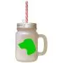 Green Porcelaine Silhouette Frosted Glass Mason Jar With Straw Green Porcelaine Silhouette Frosted Glass Mason Jar With Straw