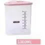 LoCbaT- 1x Storage Organizer 500ml 1000ml Grain Container Rice Box Cereal Bean Sealed With Measuring Cup Boxes Jars Bottles Jars Boxes Rice Storage Plastic Kitchen Container Beaker Bottle