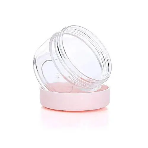 12Pcs Clear Plastic Round Jar with Pink Cap Sample Bottles Containers for Storage Food Lotion Facial Cream Mask Ointment Tea Pill Empty Refillable size 15ML