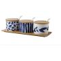 XXDTG Ceramic Seasoning Jar-Three-piece Seasoning Jar with Sealed Bamboo Lid, Home Kitchen Seasoning Jar