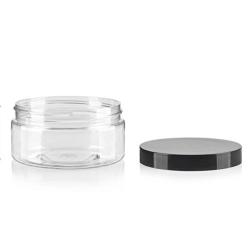 8 Oz / 250ml PET Plastic Refillable Jars Empty Cosmetic Containers Cases with Black Lid Cream Lotion Box Ointments Bottle Food Bottle Makeup Pot Jar for Lip Balm Make Up Eye Shadow Powder Pack of 6