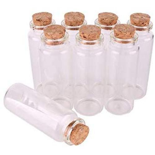 Diameter 30x80x17mm 40ml Transparent Glass Spice Candy Bottles Jars Terrarium With Cork Stopper Container Compatible For Wedding Craft Gift,24pcs