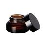 3Pcs Upscale Empty Refillable Amber Glass Bottles Face Cream Lotion Eye Shadow Nail Make Up Powder Storage Sample Packing Container Jar With Black Plastic Lids And Inner Disc size 30ml/1oz