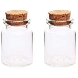 New 2Pcs/set 3040MM 15ML Mini Glass Bottles Wishing Bottle Empty Sample Storage Bin Jars with Cork Stoppers - Transparent