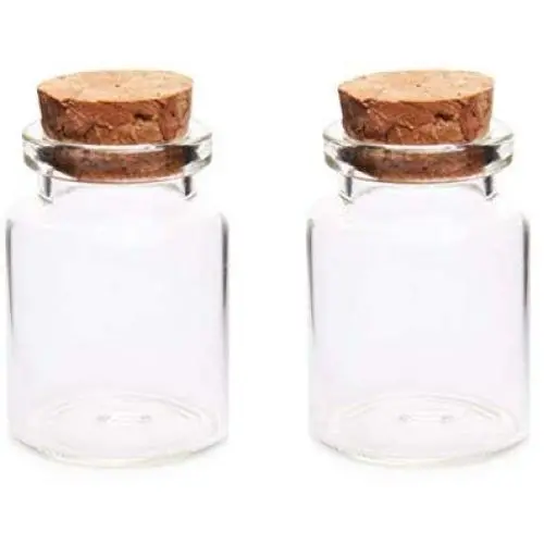 2er Satz Mini Glasflaschen 3040mm 15ml Wunschflaschen Leere Probenbehälter Glasbehälter mit Korkstopfen - Transparent