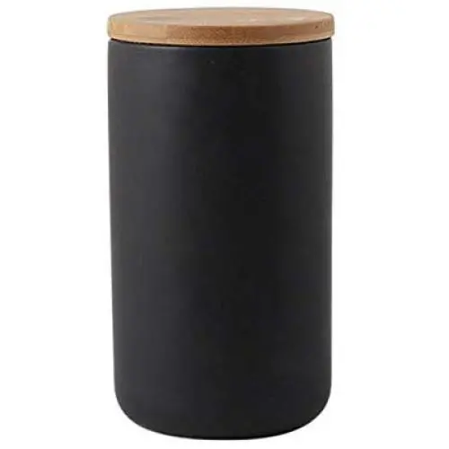 Handmade Ceramics Concise Storage Jar Seal Bamboo Lid Food Jar For Serving Tea, Coffee, Spice (103mmx182mm)