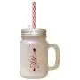 Maroon Christmas Tree Style 9 Frosted Glass Mason Jar With Straw Maroon Christmas Tree Style 9 Frosted Glass Mason Jar With Straw