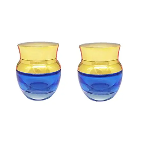 2PCS 30ml/1oz Hochwertige Leere Blaue Glasbehälter mit Golddeckel und Innenpolster - Wiederverwendbare Kosmetikbehälter für Augencreme, Gesichtcreme, Gel, Salben, Hautpflege