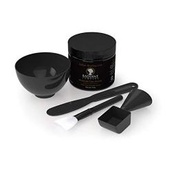 Radiant Complex DIY Face Mask Mixing Bowl Set with Sodium Bentonite 16 Oz Jar | Silicone Mask Bowl, Applicator Brush, Mixing Spatula and Measuring Cup | Black