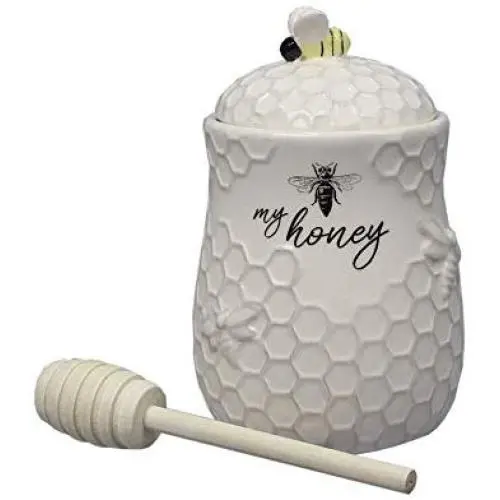 youngs Inc Ceramic Jar w/Honey Dip, Multi youngs Inc Ceramic Jar w/Honey Dip, Multi