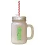 Green GrandpaS House Rules Spoiling Mandatory Frosted Glass Mason Jar With Straw
