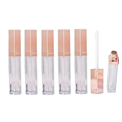 XINGZI 6 Stück 5 ml 0,17 oz Klare Leere Lippengloss-Tubes mit Roségold Schraubverschlüssen – DIY Kosmetikbehälter für Lippenproben, DIY Make-up, Reisen