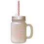 Soft Pink Imagination W/Out Learning Having Wings No Legs Frosted Glass Mason Jar With Straw