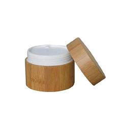 1PCS 50ml Empty Portable Eco-Friendly Bamboo Cosmetic Cream Jar Bottle Refillable Face Cream Pot Container With Bamboo lids and Inner Liners For Travel DIY Sample Eyeshadow Essential Oils