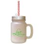 Green Love Begins At Home #2 Frosted Glass Mason Jar With Straw
