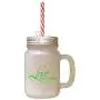 Grünes Lieben beginnt zu Hause #2 Gefrostetes Glas Mason Jar mit Strohhalse