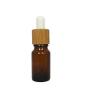 3pcs Glass Dropper Empty Refillable Vial Sample Bottle with Bamboo Cap Essential Oil Perfume Aromatherapy Storage Container Pot With White Rubber Cap (Brown) (10ML)