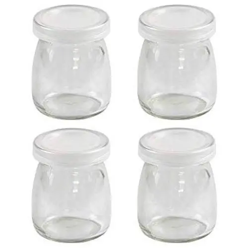4er Glas Puddingbehälter, Glasgläser für Marmelade, Honig, Gewürze & Joghurt Parfaits mit Kunststoffdeckel (200ml)