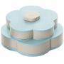 Estylv Bloom Rotating Snack Box Flower Design Candy Food Storage Box Jewelry Organizer 10-Compartment - BPA Free - Freezer and Dishwasher Safe (Blue)