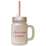 Maroon Idea Is Salvation By Imagination Frosted Glass Mason Jar With Straw