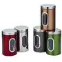 storage jar Grain container Food container Storage Box，Transparent round stainless steel candy biscuit food storage sealed cans, red set 3