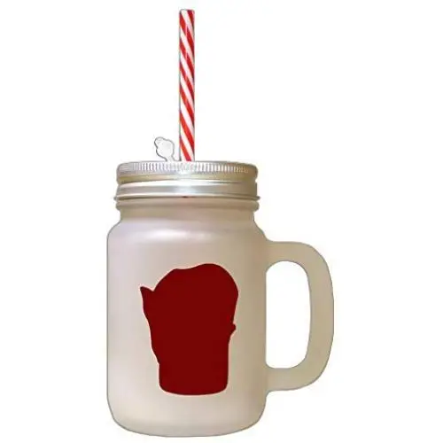 Maroon Tonkinese Cat Head Silhouette #1 Frosted Glass Mason Jar With Straw Maroon Tonkinese Cat Head Silhouette #1 Frosted Glass Mason Jar With Straw