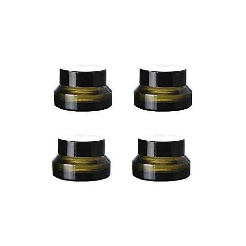 15ML 0.5oz Inclined Shoulder Pickle Green Glass Cream Bottle Container Black Lid Pack of 4