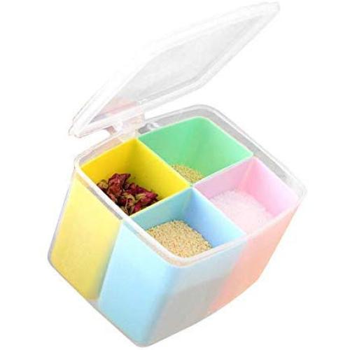 Boîte de rangement pour épices et condiments, contenants divisibles colorés avec cuillère. Boîte de rangement pour épices et condiments, contenants divisibles colorés avec cuillère.