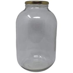 Wide Mouth Glass Jug Mason Jar with Gold Cap Metal Lug Lid/Ferment & Store Kombucha Tea or Kefir/Use for Canning, Storing, Pickling & Preserving Dishwasher Safe, Airtight Liner Seal, 1 gallon (1)