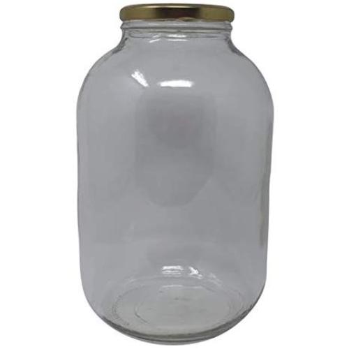 Wide Mouth Glass Jug Mason Jar with Gold Cap Metal Lug Lid/Ferment & Store Kombucha Tea or Kefir/Use for Canning, Storing, Pickling & Preserving Dishwasher Safe, Airtight Liner Seal, 1 gallon (1)