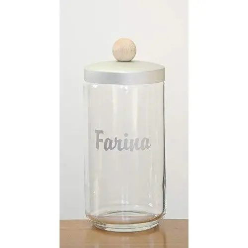 Italo Ottinetti Glass Jar Alluminium Lid Wooden Knob 1 Litre FA, Metallic, one Size Italo Ottinetti Glass Jar Alluminium Lid Wooden Knob 1 Litre FA, Metallic, one Size