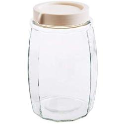 Kitchen Food Storage Jar Airtight Food Storage Kitchen Glass Jar Moisture-Proof Home Multi-Purpose Jam Bottle Cruet Glass Sealed Jar Of Jam Jar, Square Beige (Color : Beige Rhombus)