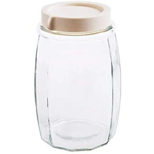 Kitchen Food Storage Jar Airtight Food Storage Kitchen Glass Jar Moisture-Proof Home Multi-Purpose Jam Bottle Cruet Glass Sealed Jar Of Jam Jar, Square Beige (Color : Beige Rhombus)
