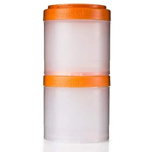 BlenderBottle ProStak Twist n Lock Lagerbehälter 2er-Pack mit Pillenschublade, Klar/Orange