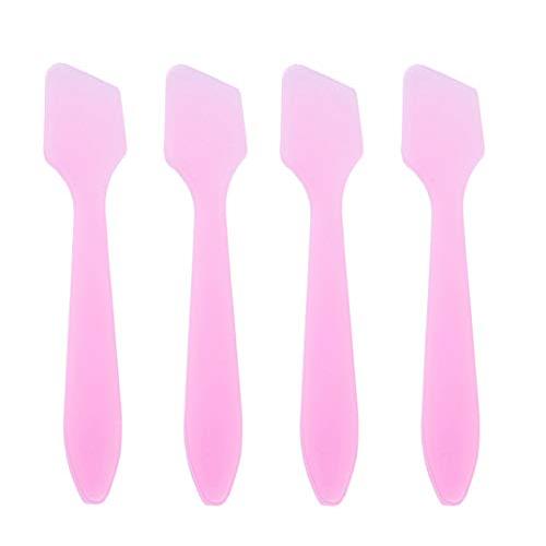 100Pcs 8cm Disposable Plastic Cosmetic Facial Pack Spoon Spatula Facial Cream Mini Scoop Mud Facial Pack Stirrer Muddler Applicator DIY Beauty Tool (Pink)