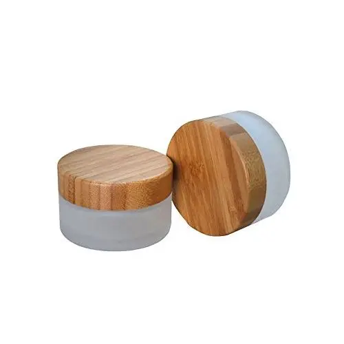 TOPWEL 30ML(1 OZ) Frosted Glass with Bamboo Lid Empty Refillable Cosmetic Cream Jar Pot Bottle Container (2pcs) TOPWEL 30ML(1 OZ) Frosted Glass with Bamboo Lid Empty Refillable Cosmetic Cream Jar Pot Bottle Container (2pcs)
