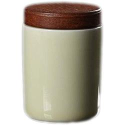 East Majik Set of 2 Portable Travel Storage Tea Sugar Jars Tea Tins with Wooden Cover