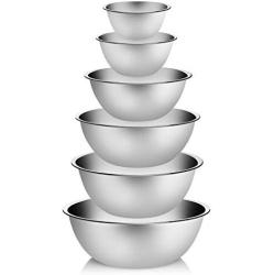 Charlies CKW Premier Stainless Steel Mixing Bowls Set of 6 including 3/4, 1.5, 3, 4, 5, and 8 qt Polished Mirror Finish Nesting Bowls Convenient Cookware for Grilling, Cooking, Baking, Gifts, and more