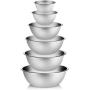 Charlies CKW Premier Stainless Steel Mixing Bowls Set of 6 including 3/4, 1.5, 3, 4, 5, and 8 qt Polished Mirror Finish Nesting Bowls Convenient Cookware for Grilling, Cooking, Baking, Gifts, and more