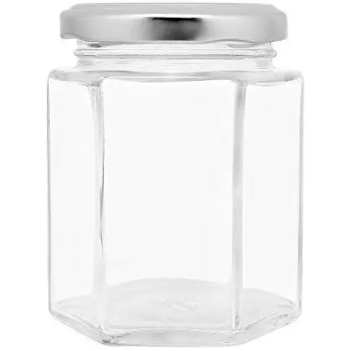 SelTek 180ml Hexagonale Marmeladenvorratsglas-Honigflaschen-Set