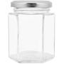 SelfTek 180ml Hexagonal Jam Jar Clear Glass Honey Bottles Box