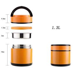 Thermos Food Jar Thermos Stainless Food Flask For Kids Leakproof Double-layer Insulation Food Containers (Color : Orange, Size : 1300ml)