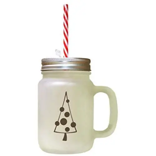 Advierte Weihnachtsbaum Stil 6 Gefrosteter Glas-Masonen-Flasche Mit Stroh
