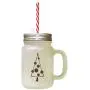 Advierte Weihnachtsbaum Stil 6 Gefrosteter Glas-Masonen-Flasche Mit Stroh