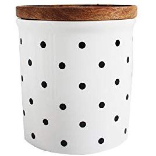 One-Pine Ceramic Food Storage Jar with Environmentally Friendly Sealed Lid,585ml/20oz Food Storage Canister Container for Tea Sugar Coffee Bean Nuts Grain (Wave point)