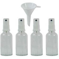 Viva Haushaltswaren # 39120 # 4X Spray Bottle 50 ml with Funnel Glass Bottle, Glass, Transparent ? 3.9 x 3.9 x 11.8 cm