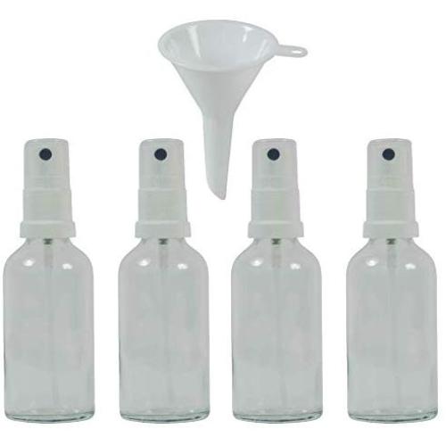 Viva Haushaltswaren # 39120 # 4X Spray Bottle 50 ml with Funnel Glass Bottle, Glass, Transparent ? 3.9 x 3.9 x 11.8 cm