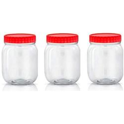 Pack of 3 Sunpet Large Red Top Plastic Food Storage Canisters